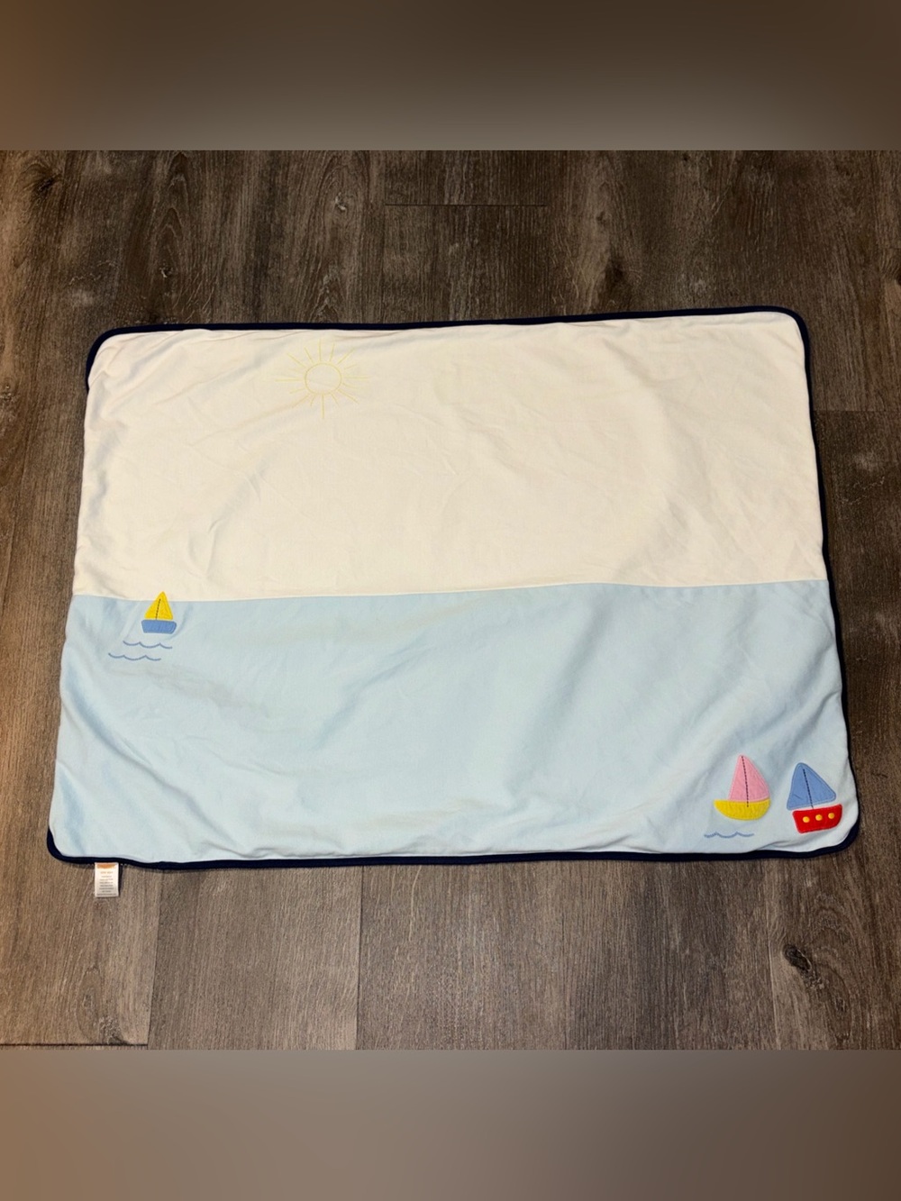 Gymboree Sailboat Cote d’Azur Baby Blanket 2006 Reversible Striped Nautical EUC